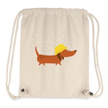 Dachshund with rain hat - Stanley/Stella Recycled Gym Bag - natural - Front