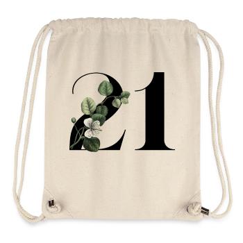 Numéro 21 floral vert -21e anniversaire floral - Sac à cordon recyclé Stanley/Stella - blanc naturel - Devant