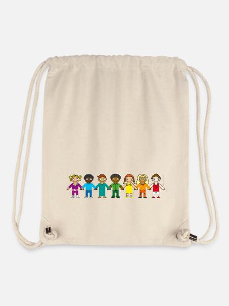 Kindertasse REGENBOGEN Schulanfang Kindergarten - Stanley/Stella recycelter Gym Bag - Naturweiß