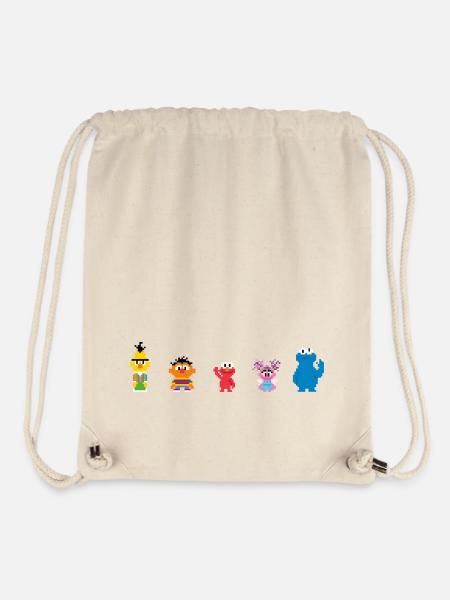 Sesamstraße Pixeldesign Charaktere - Stanley/Stella recycelter Gym Bag - Naturweiß