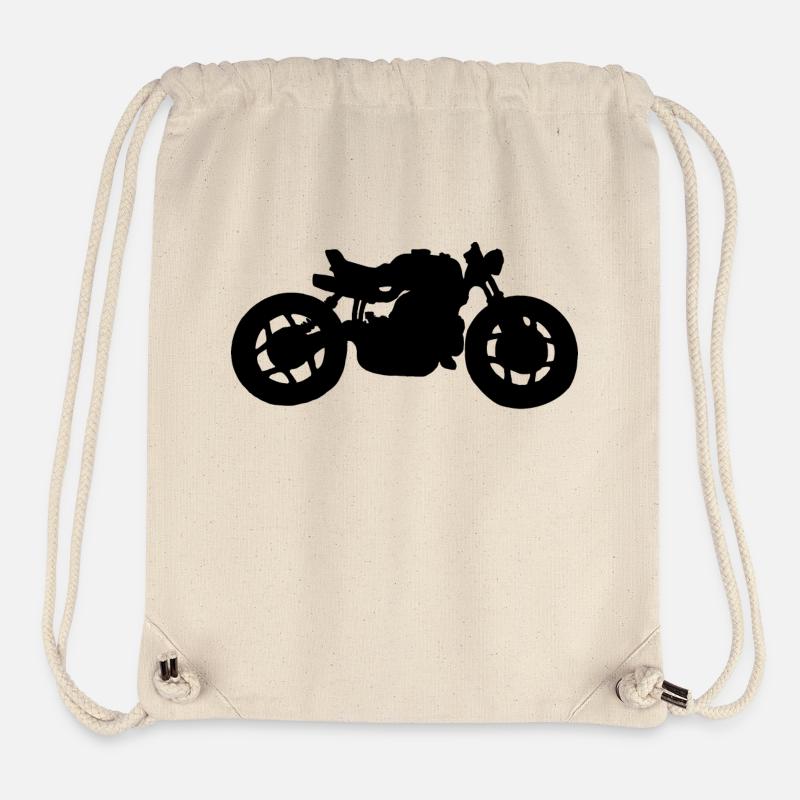 schwarzes Cafe Racer Motorrad - Stanley/Stella recycelter Gym Bag - Naturweiß