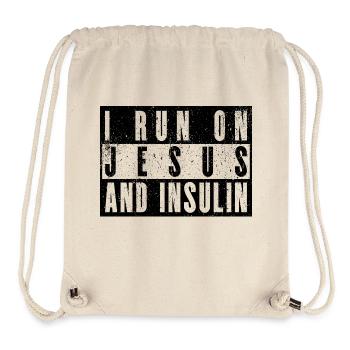 Humorvolles Geschenk: I Run On Jesus & Insulin - Stanley/Stella recycelter Gym Bag - Naturweiß - Vorne
