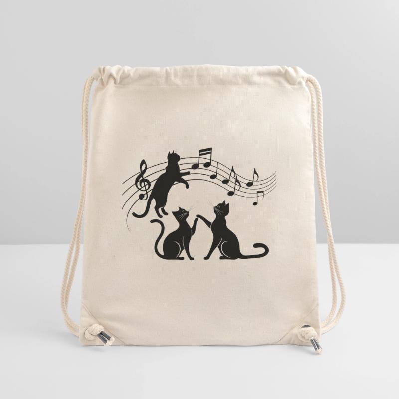 Black cats pattern playing with musical note Stanley/Stella Recycled Gym Bag