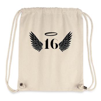 Nummer 16 Engel - Flügel zum 16. Geburtstag - Stanley/Stella recycelter Gym Bag - Naturweiß - Vorne