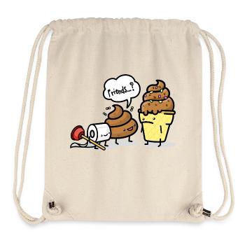 Le tas de caca de kawai et le rouleau de papier toilette rencontrent la crème glacée molle - Sac à cordon recyclé Stanley/Stella - blanc naturel - Devant