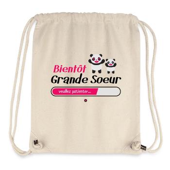 Bientôt grande sœur - Sac à cordon recyclé Stanley/Stella - blanc naturel - Devant