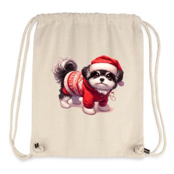 Cute little dog in Christmas outfit - Stanley/Stella Recycled Gym Bag - natural - Front