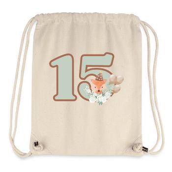 15th Birthday Fox Flowers - Stanley/Stella Recycled Gym Bag - natural - Front
