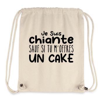 Frau, die anbetet: Kuchen. Lustiger Design-Humor - Stanley/Stella recycelter Gym Bag - Naturweiß - Vorne