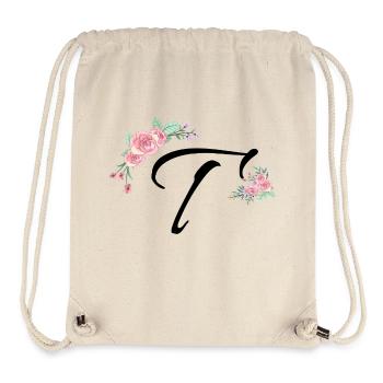 Lettre t fleurs - Sac à cordon recyclé Stanley/Stella - blanc naturel - Devant
