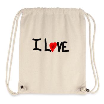 i love - Sac à cordon recyclé Stanley/Stella - blanc naturel - Devant