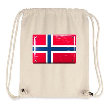 Drapeau de la Norvège Drapeau Signe en étain Look - Sac à cordon recyclé Stanley/Stella - blanc naturel - Devant