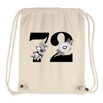 Nummer 72 Schwarze Blumen - 72. Blumengeburtstag - Stanley/Stella recycelter Gym Bag - Naturweiß - Vorne