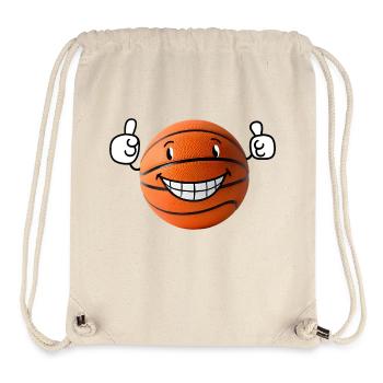 Basket-ball heureux montrant le pouce levé - Sac à cordon recyclé Stanley/Stella - blanc naturel - Devant