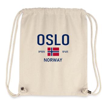 Oslo - Norvège - Coordonnées - Drapeau - Sac à cordon recyclé Stanley/Stella - blanc naturel - Devant