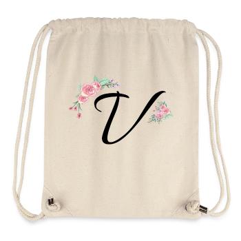 Lettre v fleurs - Sac à cordon recyclé Stanley/Stella - blanc naturel - Devant