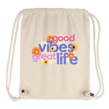 Vibes Great Life - Dicton motivant - Sac à cordon recyclé Stanley/Stella - blanc naturel - Devant