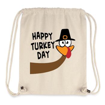 Thanksgiving Happy Turkey Day Funny Animals - Sac à cordon recyclé Stanley/Stella - blanc naturel - Devant