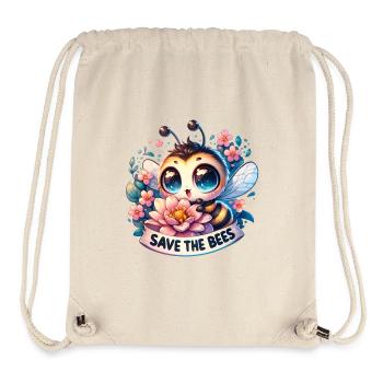 Save The Bees Cute Bee Collecting Pollen Earth Day - Stanley/Stella Recycled Gym Bag - natural - Front