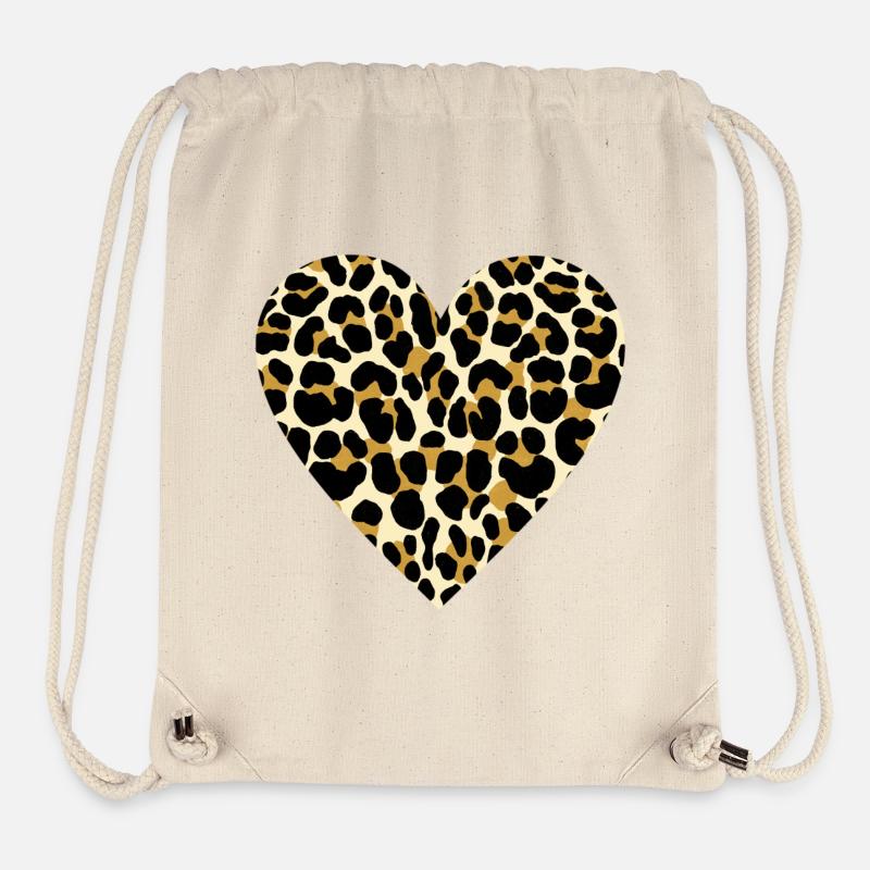 Heart with leopard print - Stanley/Stella Recycled Gym Bag - natural