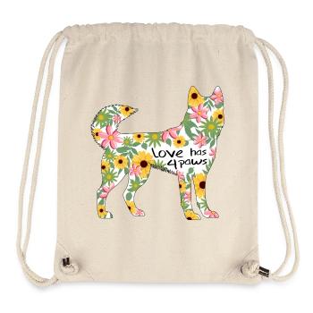 Husky amoureux des plantes - Sac à cordon recyclé Stanley/Stella - blanc naturel - Devant