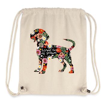 Motif beagle - Sac à cordon recyclé Stanley/Stella - blanc naturel - Devant