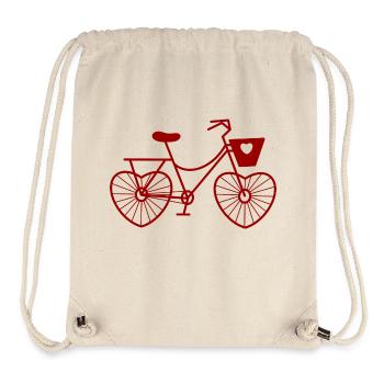 Bike Love / Bike Lover / Saint-Valentin - Sac à cordon recyclé Stanley/Stella - blanc naturel - Devant