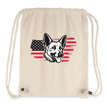 German Shepherd American Flag - Stanley/Stella recycelter Gym Bag - Naturweiß - Vorne