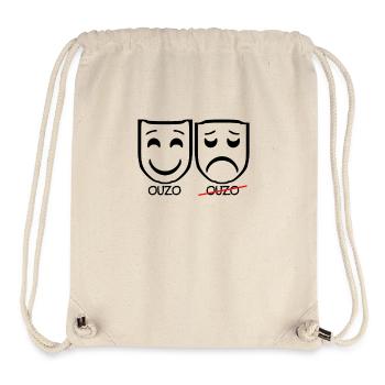 Drôle Triste Masques Ouzo Cadeaux Drôles - Sac à cordon recyclé Stanley/Stella - blanc naturel - Devant