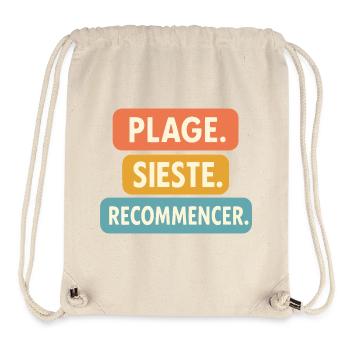 Motif été "Plage Sieste." Cadeau vacance Tenue été - Sac à cordon recyclé Stanley/Stella - blanc naturel - Devant