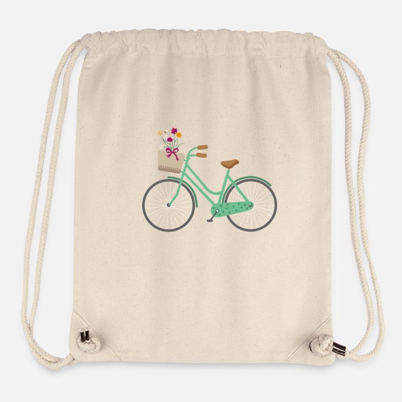 Vélo avec des fleurs - Sac à cordon recyclé Stanley/Stella - blanc naturel