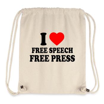 i love free speech free press - Sac à cordon recyclé Stanley/Stella - blanc naturel - Devant