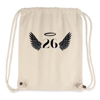 Nummer 26 Engel - Flügel zum 26. Geburtstag - Stanley/Stella recycelter Gym Bag - Naturweiß - Vorne