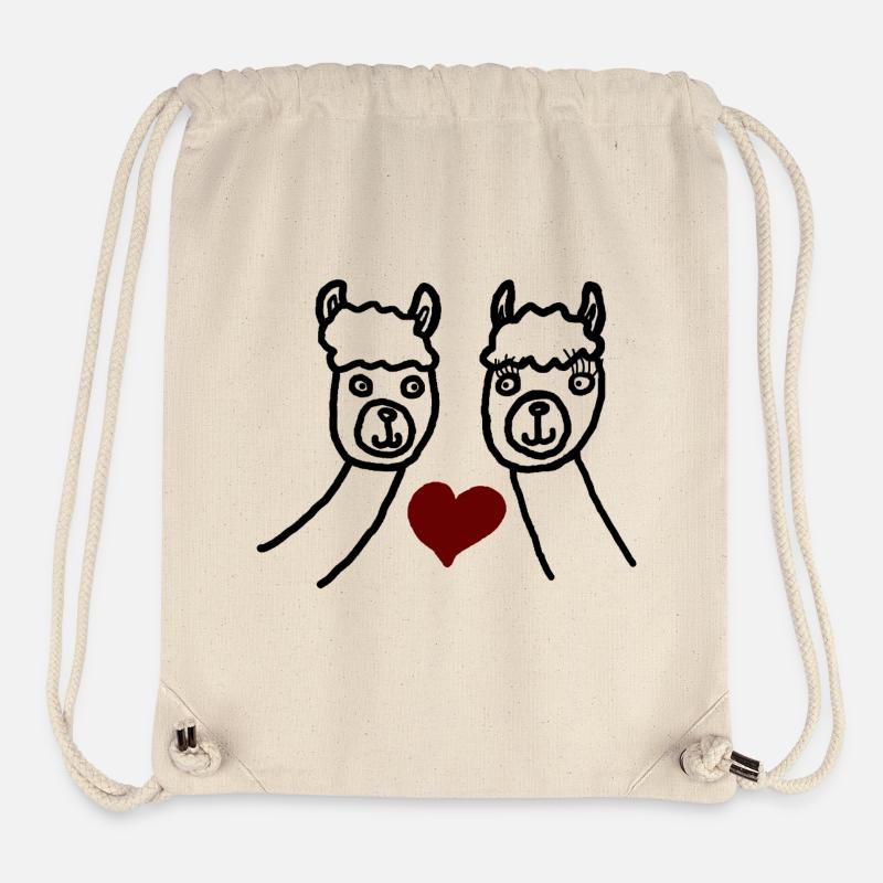 Couple d’alpagas - Sac à cordon recyclé Stanley/Stella - blanc naturel