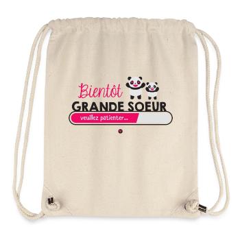 Bientôt grande sœur - Sac à cordon recyclé Stanley/Stella - blanc naturel - Devant
