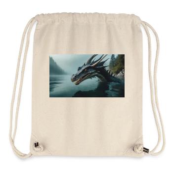 Ein realistischer böser dunkler Drache in einem nebligen Fluss - Stanley/Stella recycelter Gym Bag - Naturweiß - Vorne