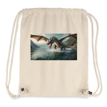 Ein realistischer böser dunkler Drache jagt Fischfluss - Stanley/Stella recycelter Gym Bag - Naturweiß - Vorne