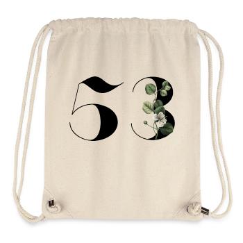 Nummer 53 Blumengrün - 53. Blumengeburtstag - Stanley/Stella recycelter Gym Bag - Naturweiß - Vorne