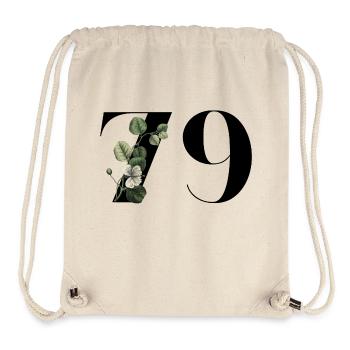 Nummer 79 Blumengrün - 79. Blumengeburtstag - Stanley/Stella recycelter Gym Bag - Naturweiß - Vorne