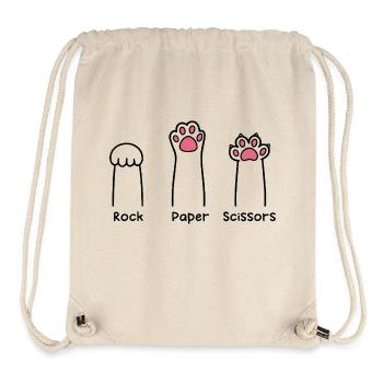 Stein, Papier, Schere, Handspiel, niedliche Pfote, lustige Katze - Stanley/Stella recycelter Gym Bag - Naturweiß - Vorne