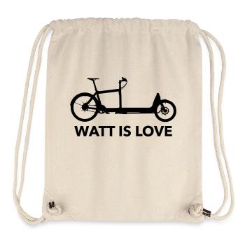Watt is Love Cargobike - Stanley/Stella recycelter Gym Bag - Naturweiß - Vorne