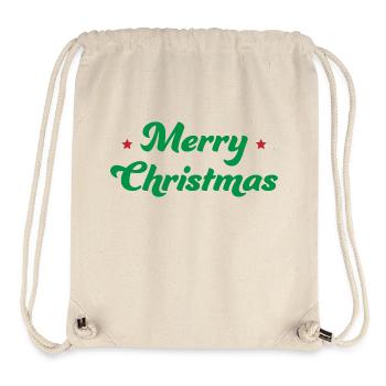 Joyeux Noël Astérisque Vert Rouge - Sac à cordon recyclé Stanley/Stella - blanc naturel - Devant
