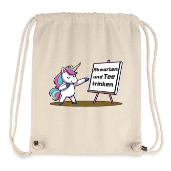 Abwarten und Tee trinken - Einhorn - Stanley/Stella recycelter Gym Bag - Naturweiß - Vorne