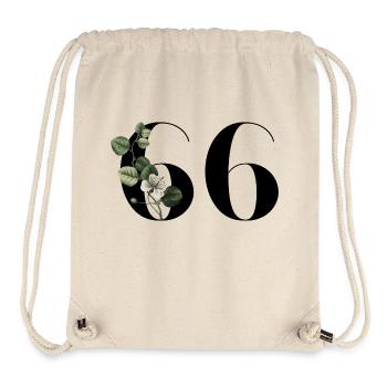 Nummer 66 Blumengrün - 66. Blumengeburtstag - Stanley/Stella recycelter Gym Bag - Naturweiß - Vorne