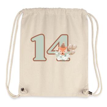 14th Birthday Fox Flowers - Stanley/Stella Recycled Gym Bag - natural - Front