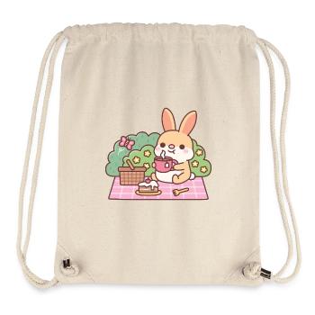 Lapin mignon dégustant du thé lors d’un pique- - Sac à cordon recyclé Stanley/Stella - blanc naturel - Devant