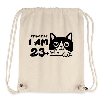 Ich bin nicht 24, ich bin 23 plus 1 Mittelfinger Katze Flip - Stanley/Stella recycelter Gym Bag - Naturweiß - Vorne
