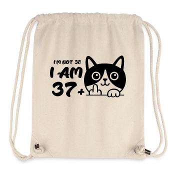 Ich bin nicht 38, ich bin 37 plus 1 Mittelfinger Katze Flip - Stanley/Stella recycelter Gym Bag - Naturweiß - Vorne