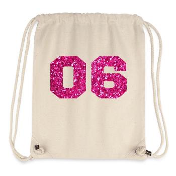 Number 6 Pink Glitter - 6th Anniversary - Stanley/Stella Recycled Gym Bag - natural - Front