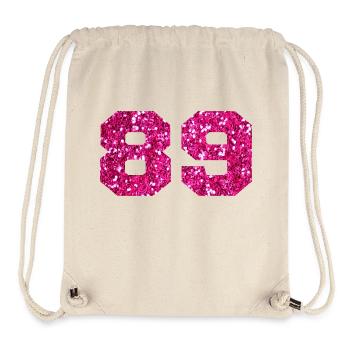 Number 89 Pink Glitter - 89th Birthday - Stanley/Stella Recycled Gym Bag - natural - Front